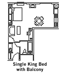 Single King Guest Room layout