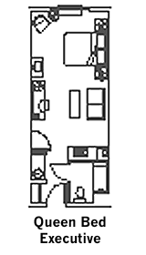 Single Queen Guest Room layout