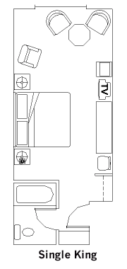 Single King Guest Room layout