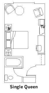 Single Queen Guest Room layout