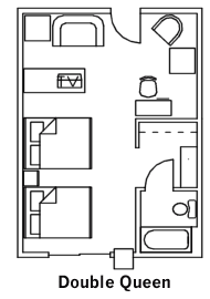 Double Queen Guest Room layout