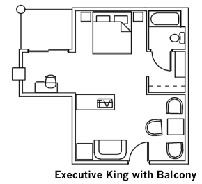 Single King with Balcony Guest Room layout