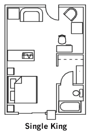 Single King Guest Room layout