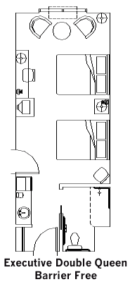 Double Queen with Wet Bar layout