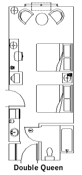 Double Queen Guest Room layout