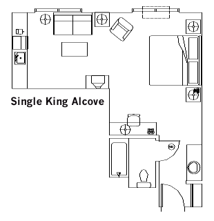 Single King Guest Room Layout