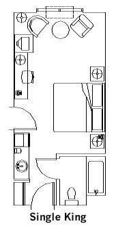 Single King Guest Room layout