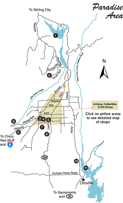 Numbered map of Paradise Local Attractions