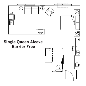 Single Queen Guest Room Layout