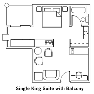 Single King with Balcony Guest Room layout