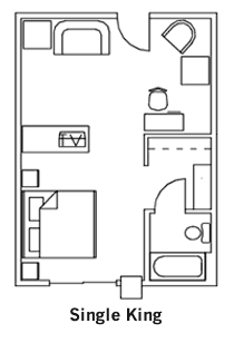 Single King Guest Room layout