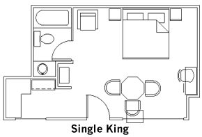 Single King Guest Room Layout