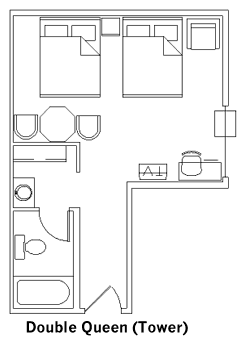 Double Queen Guest Room Layout