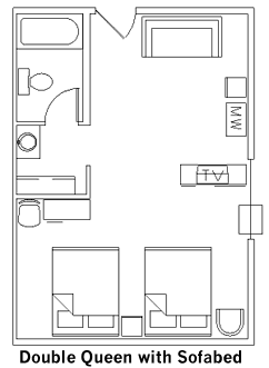 Double Queen Guest Room Layout