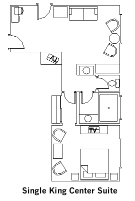 Single King Center Suite layout