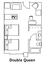 Double Queen Guest Room layout