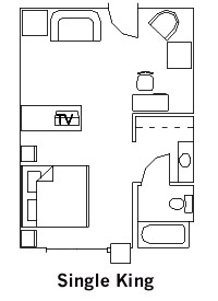 Single King Guest Room layout