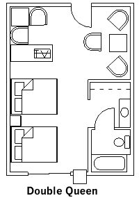 Double Queen Guest Room layout