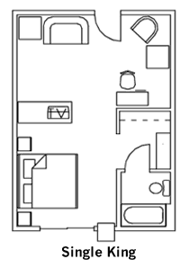 Single King Guest Room layout