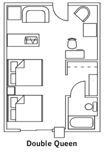 Double Queen Guest Room layout