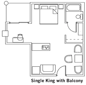 Single King with Balcony Guest Room layout