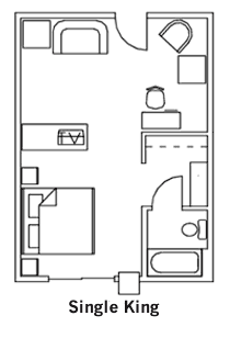 Single King Guest Room layout