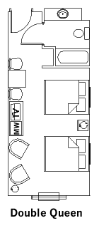 Double Queen Guest Room Layout