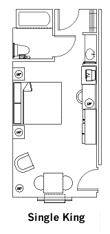 Single King Guest Room Layout