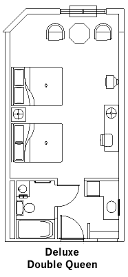 Deluxe Double Queen Guest Room Layout