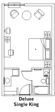 Deluxe Single King Guest Room Layout