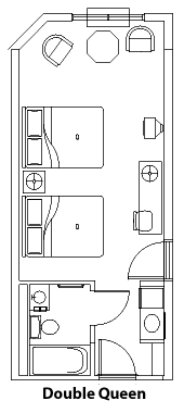 Double Queen Guest Room Layout