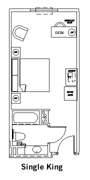 Single King Guest Room layout