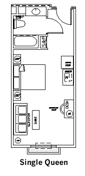 Single Queen Guest Room layout