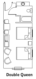 Double Queen Guest Room layout