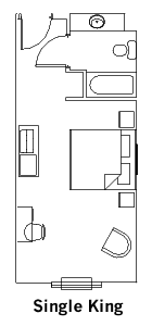 Single King Guest Room layout