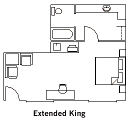 Single King Extended  Guest Room layout