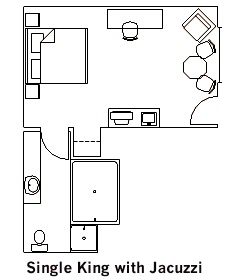 Single King with Jacuzzi Guest Room layout