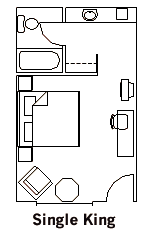 Single King Guest Room layout