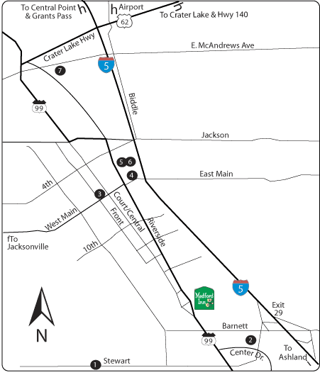 numbered map of Medford local attractions