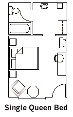 Single Queen Guest Room layout