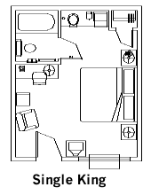 Single King Guest Room layout