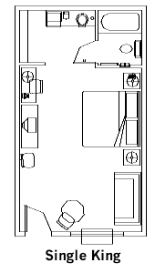 Single King Guest Room layout