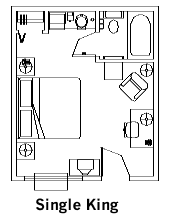 Single King Guest Room layout