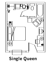 Single Queen Guest Room layout